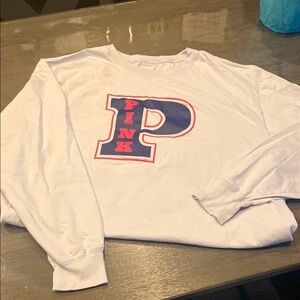 PINK CAMPUS T- long Sleeve Shirt with Pink Logo light baby blue shirt